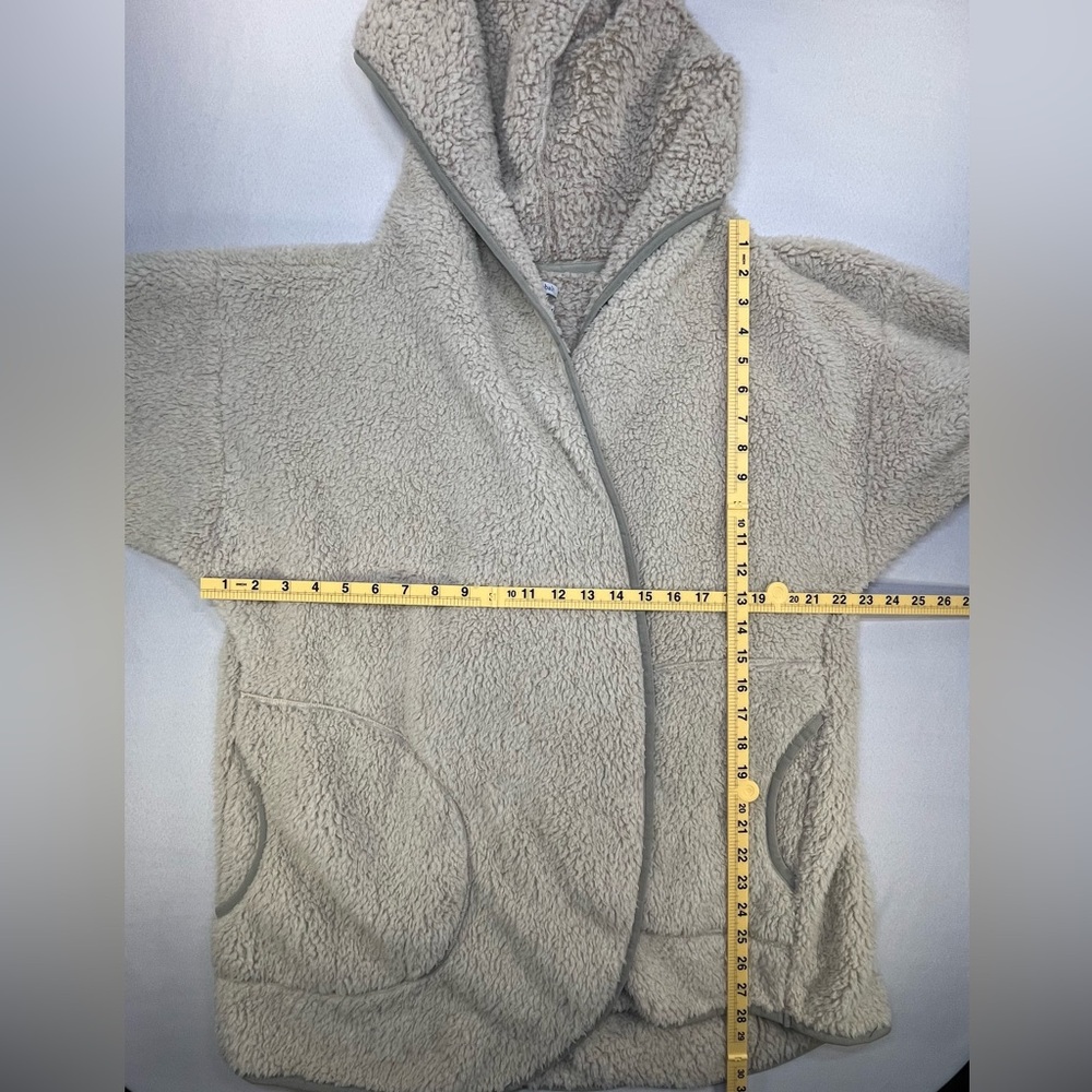 Carbon2Cobalt Women’s Sherpa Hoodie Jacket Beige Open Front Fleece Cardigan S/M - Picture 8 of 8